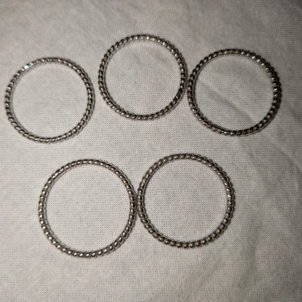 Vintage Set Of 5 Elegant Silver-Toned Women's Stackable Ring Set Size 9